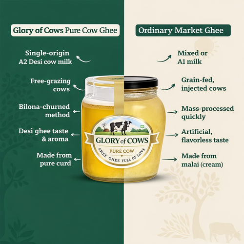 Desi Ghee (1 lit) Milk from Jersey cow of America | Nutrient Dense & Heart-Healthy | Bilona-Churned | 70+ Quality Checks